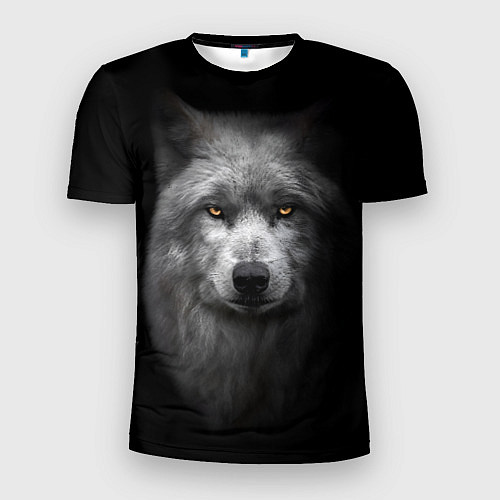 Мужская спорт-футболка Суровый волк с холодным нордическим взглядом / 3D-принт – фото 1