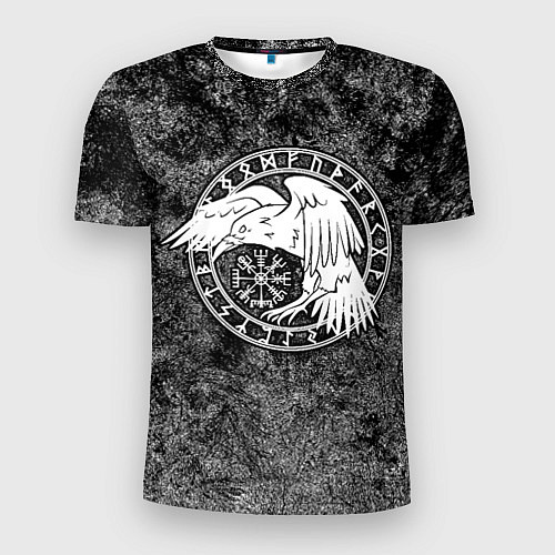 Мужская спорт-футболка Ворон в круге рун и компас вегвизир / 3D-принт – фото 1