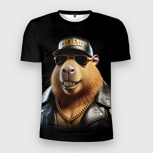 Мужская спорт-футболка Капибара в бейсболке / 3D-принт – фото 1