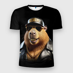 Мужская спорт-футболка Капибара в бейсболке
