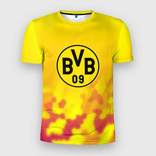 Мужская спорт-футболка Borussia камуфляж желтый текстура / 3D-принт – фото 1