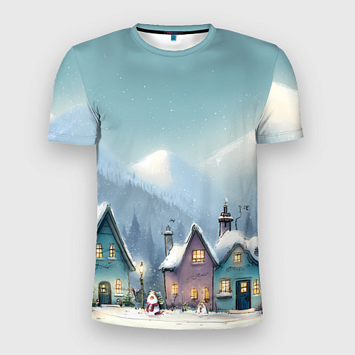 Мужская спорт-футболка Новогодние дома / 3D-принт – фото 1