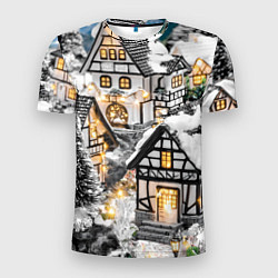 Футболка спортивная мужская Объемные новогодние дома, цвет: 3D-принт