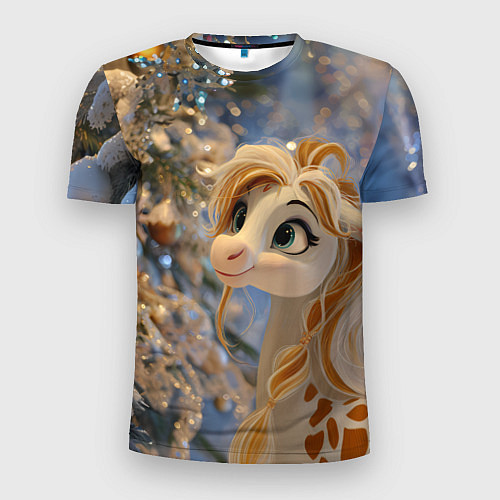 Мужская спорт-футболка Новогодняя лошадка в крапинку / 3D-принт – фото 1