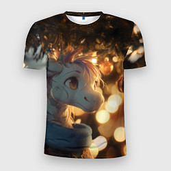 Футболка спортивная мужская Лошадка под новогодней елкой, цвет: 3D-принт