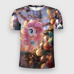 Мужская спорт-футболка Милая новогодняя лошадка с крыльями