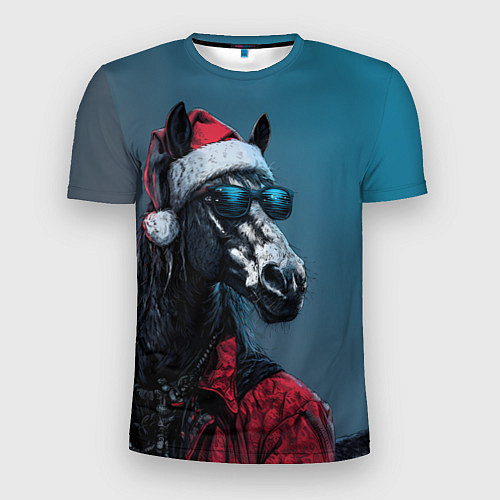 Мужская спорт-футболка Лошадь в новогоднем стиле / 3D-принт – фото 1