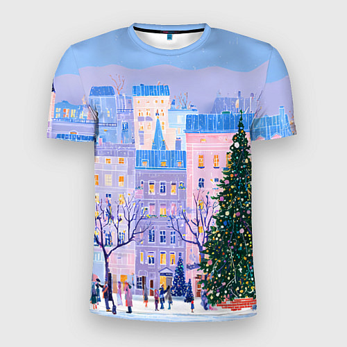 Мужская спорт-футболка Новогодний двор / 3D-принт – фото 1