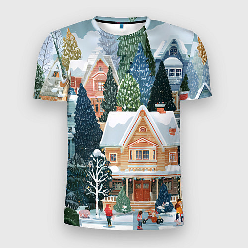Мужская спорт-футболка Новогодний елочный двор / 3D-принт – фото 1