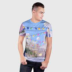 Футболка спортивная мужская Предновогодний праздничный дворик, цвет: 3D-принт — фото 2