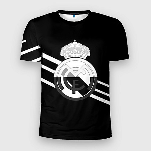 Мужская спорт-футболка Реал Мадрид полосы текстура линии / 3D-принт – фото 1