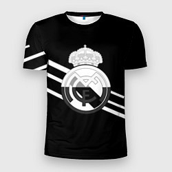 Футболка спортивная мужская Реал Мадрид полосы текстура линии, цвет: 3D-принт