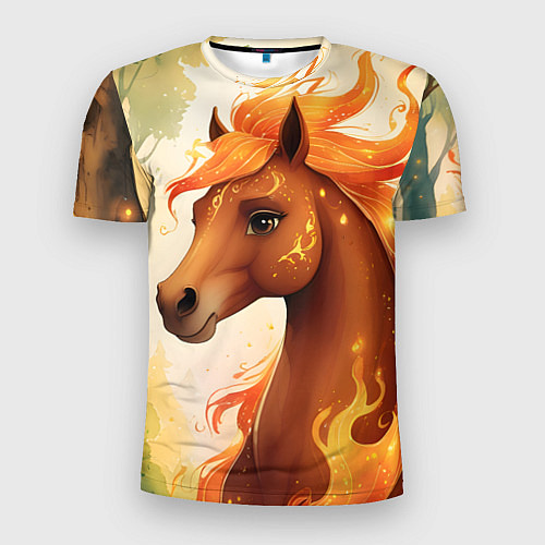 Мужская спорт-футболка Милая огненная лошадь / 3D-принт – фото 1
