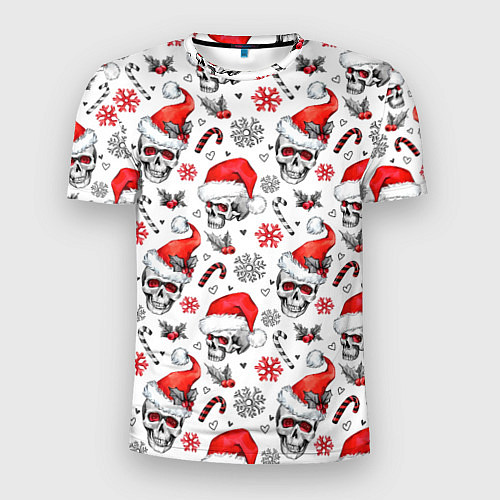 Мужская спорт-футболка Новогодние черепа / 3D-принт – фото 1