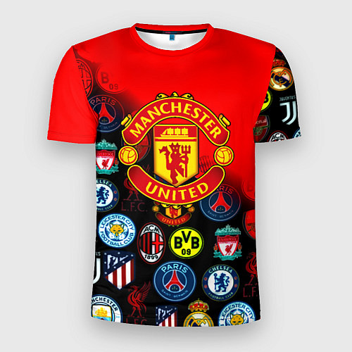 Мужская спорт-футболка Манчестер Юнайтед логотипы команд / 3D-принт – фото 1