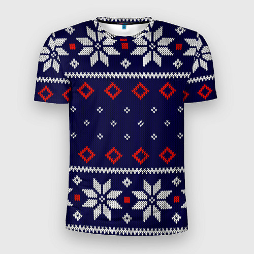 Мужская спорт-футболка Вязаный новогодний узор / 3D-принт – фото 1