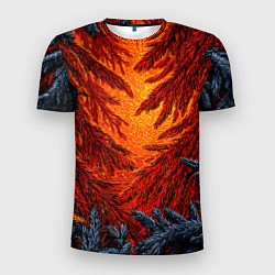 Мужская спорт-футболка Новогодние ветки елок