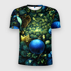 Мужская спорт-футболка Новогодние шарики на елке