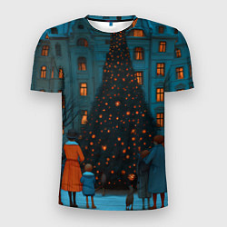 Футболка спортивная мужская Люди встречают новый год во дворе, цвет: 3D-принт
