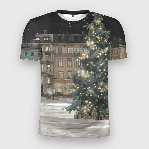 Мужская спорт-футболка Елка во дворе / 3D-принт – фото 1