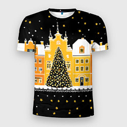 Мужская спорт-футболка Новогодняя ночь в городе