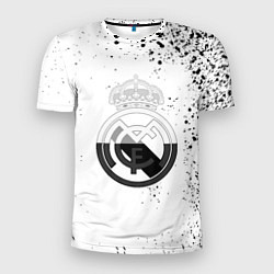 Футболка спортивная мужская Реал Мадрид черно белые краски, цвет: 3D-принт