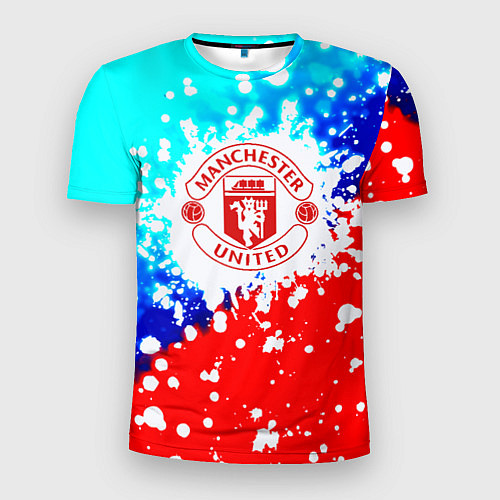 Мужская спорт-футболка Манчестер Юнайтед неон / 3D-принт – фото 1