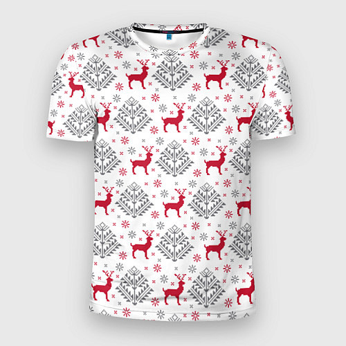 Мужская спорт-футболка Олени среди елей / 3D-принт – фото 1