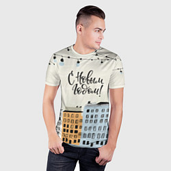 Футболка спортивная мужская С новым годом - новогодний городок, цвет: 3D-принт — фото 2
