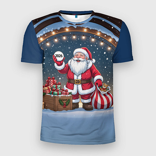 Мужская спорт-футболка Санта с мешком подарков / 3D-принт – фото 1