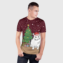 Футболка спортивная мужская Кот Бендер и ёлка, цвет: 3D-принт — фото 2