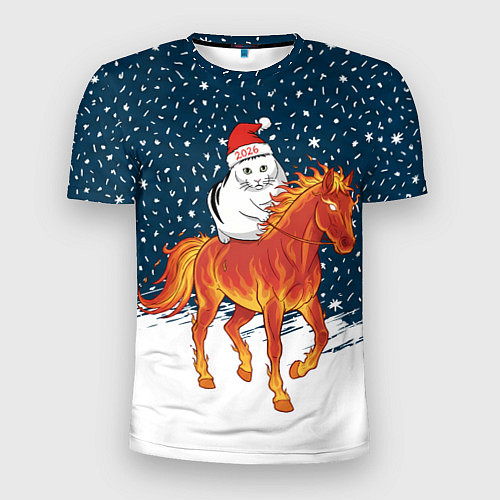 Мужская спорт-футболка Кот Бендер и огненный конь - 2026 / 3D-принт – фото 1