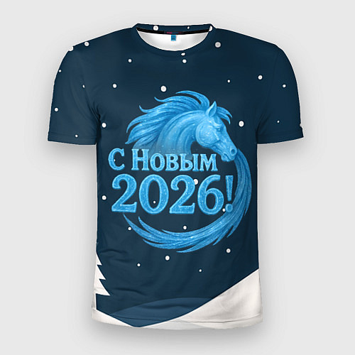 Мужская спорт-футболка С Новым 2026 снежная надпись / 3D-принт – фото 1