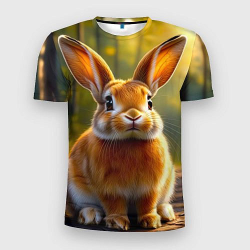 Мужская спорт-футболка Зайчик в лесу / 3D-принт – фото 1