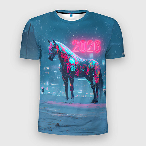 Мужская спорт-футболка Киберпанк лошадь 2026 / 3D-принт – фото 1