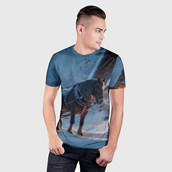Футболка спортивная мужская Лошадь у избы, цвет: 3D-принт — фото 2