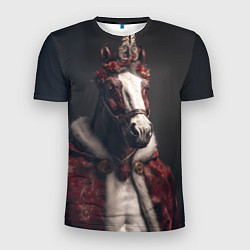 Мужская спорт-футболка Лошадь в новогоднем костюме
