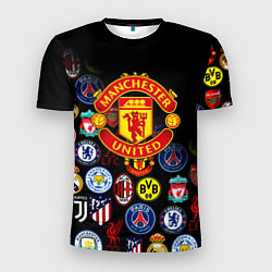 Мужская спорт-футболка Манчестер логотипы команд