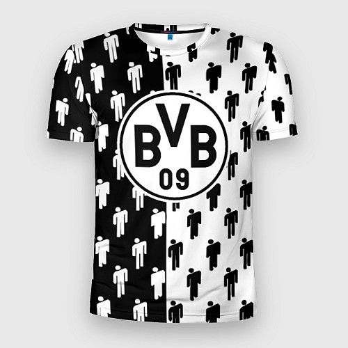 Мужская спорт-футболка Borussia черно белые люди / 3D-принт – фото 1