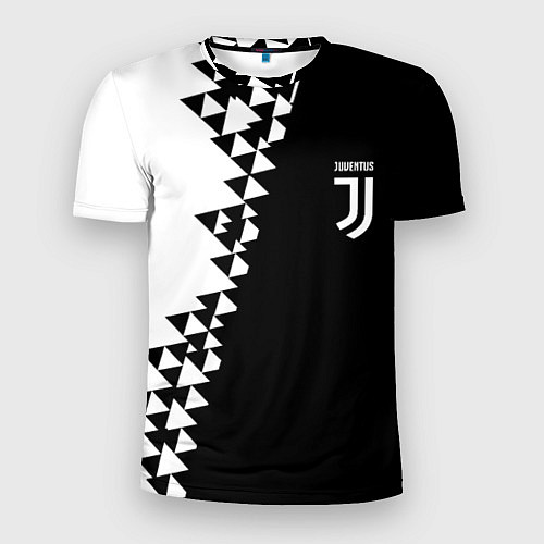 Мужская спорт-футболка Juventus черно белая геометрия текстура / 3D-принт – фото 1