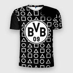 Мужская спорт-футболка Borussia геометрия черно белая