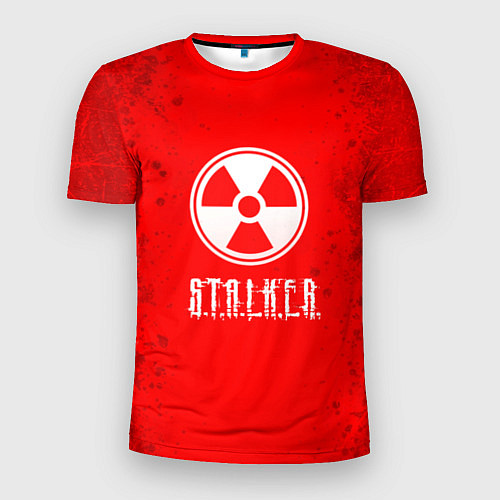 Мужская спорт-футболка Stalker - белое на красном / 3D-принт – фото 1