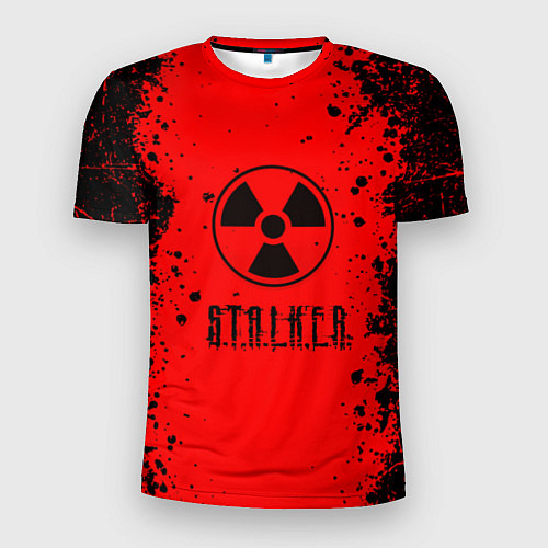 Мужская спорт-футболка Stalker - черное на красном / 3D-принт – фото 1