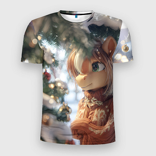 Мужская спорт-футболка Лошадка в свитере / 3D-принт – фото 1