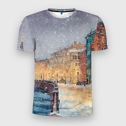 Мужская спорт-футболка Санкт-Петербург - снегопад