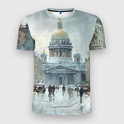 Мужская спорт-футболка Санкт-Петербург зимний пейзаж