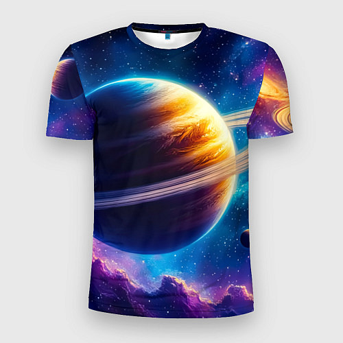 Мужская спорт-футболка Сатурн в объятиях Вселенной / 3D-принт – фото 1