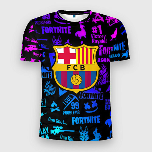 Мужская спорт-футболка Barcelona x fortnite neon / 3D-принт – фото 1