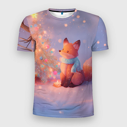 Мужская спорт-футболка Лисичка Новый год / 3D-принт – фото 1