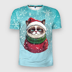 Футболка спортивная мужская Новогодний мурлыка, цвет: 3D-принт